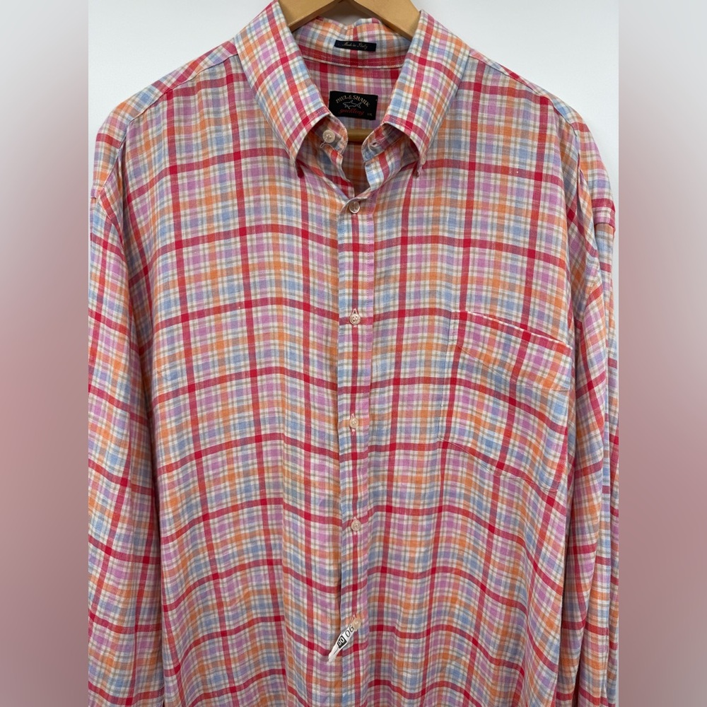 Paul & Shark Yachting Linen Plaid Button Down Made in Italy SZ 2XL